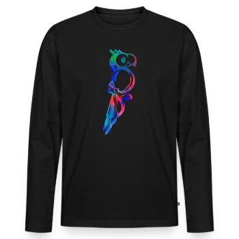 perroquet - T-shirt manches longues Premium bio Homme - noir - Devant - Nico (187cm)