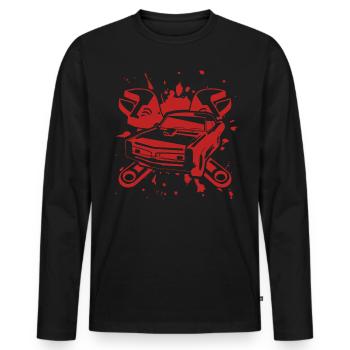 Mécanicien automobile - T-shirt manches longues Premium bio Homme - noir - Devant - Nico (187cm)