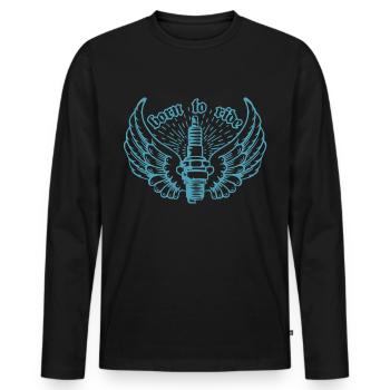 Motor Bougie Motor Car Tuner Tuning Wing - Mannen Premium Bio shirt met lange mouwen - zwart - Voor - Nico (187cm)