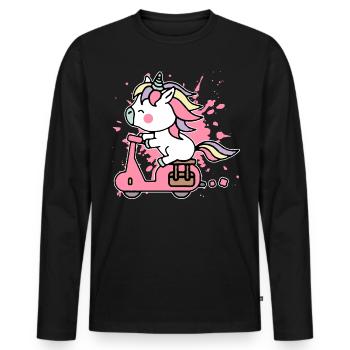 Motorrad Einhorn - Männer Premium Bio Langarmshirt - Schwarz - Vorne - Nico (187cm)