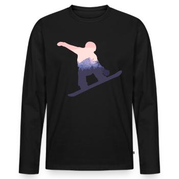 Snowboarder Snowboard Sport d'hiver Sport de montagne Sport d'hiver - T-shirt manches longues Premium bio Homme - noir - Devant - Nico (187cm)