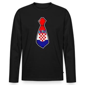 Kroatien Krawatte Anzug Büro Heimat Herkunft Fahne - Männer Premium Bio Langarmshirt - Schwarz - Vorne - Nico (187cm)