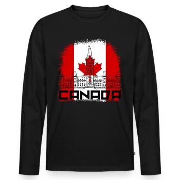 Canada flag for national colors Red white maple - Men's Premium Organic Long Sleeve Shirt - black - Front - Nico (187cm)