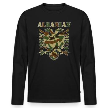 Albania - Men's Premium Organic Long Sleeve Shirt - black - Front - Nico (187cm)