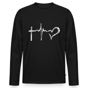 amour amour - T-shirt manches longues Premium bio Homme - noir - Devant - Nico (187cm)