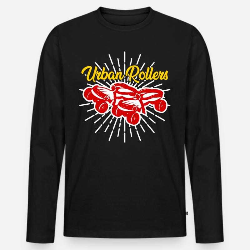Rollschuhe - Männer Premium Bio Langarmshirt - Schwarz