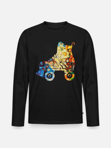 Rollschuhe - Männer Premium Bio Langarmshirt - Schwarz