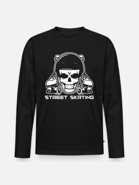 Rollschuhe - Männer Premium Bio Langarmshirt - Schwarz