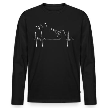 Chasseur chasse chasse battement de coeur coeur carabine - T-shirt manches longues Premium bio Homme - noir - Devant - Nico (187cm)