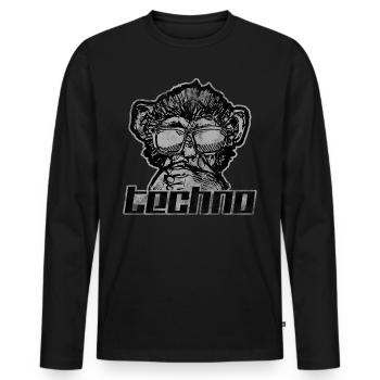 Musique techno singe mélodie concert instrument de musique - T-shirt manches longues Premium bio Homme - noir - Devant - Nico (187cm)
