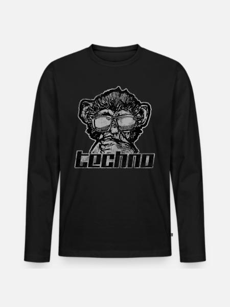 Musik Techno - Männer Premium Bio Langarmshirt - Schwarz