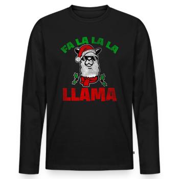 Lama de noël - T-shirt manches longues Premium bio Homme - noir - Devant - Nico (187cm)