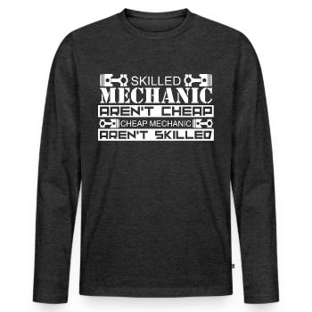 mechanic - Men's Premium Organic Long Sleeve Shirt - heather anthracite - Front - Nico (187cm)
