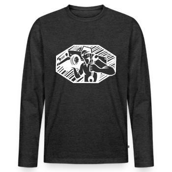 mechanic - Men's Premium Organic Long Sleeve Shirt - heather anthracite - Front - Nico (187cm)