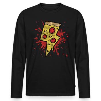 Pizza Italie Italienne Restauration rapide - T-shirt manches longues Premium bio Homme - noir - Devant - Nico (187cm)