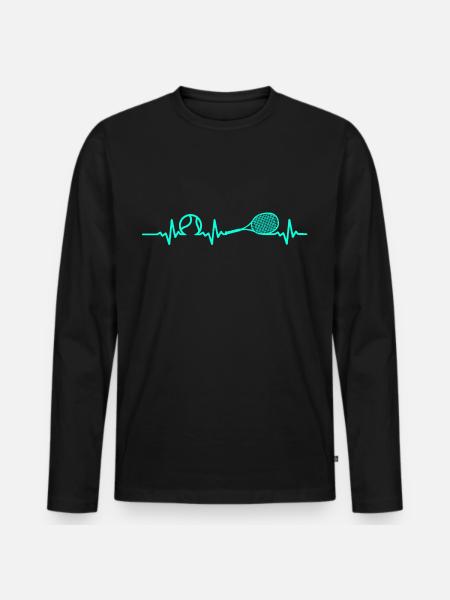 Tennis Herzschlag - Männer Premium Bio Langarmshirt - Schwarz