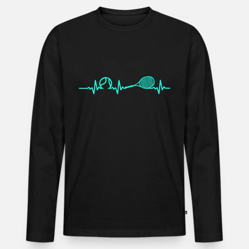 Tennis Herzschlag - Männer Premium Bio Langarmshirt - Schwarz