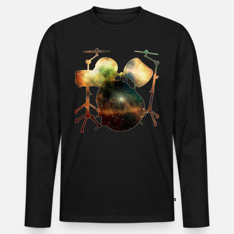 Schlagzeug - Männer Premium Bio Langarmshirt - Schwarz