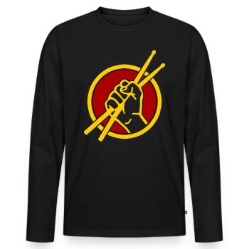 Batterie pilons batteur passion - T-shirt manches longues Premium bio Homme - noir - Devant - Nico (187cm)