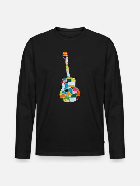 Gitarre - Männer Premium Bio Langarmshirt - Schwarz