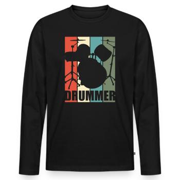 Drums - Men's Premium Organic Long Sleeve Shirt - black - Front - Nico (187cm)