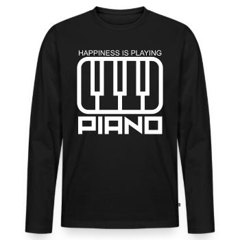 piano - Men's Premium Organic Long Sleeve Shirt - black - Front - Nico (187cm)