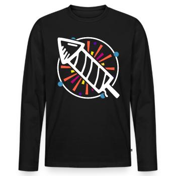 Silvester Rakete funkeln Explosion Nacht dunkel - Männer Premium Bio Langarmshirt - Schwarz - Vorne - Nico (187cm)
