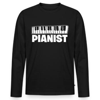 piano - Men's Premium Organic Long Sleeve Shirt - black - Front - Nico (187cm)