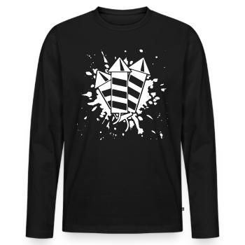 Silvester Rakete Explosion Happy new year Neujahr - Männer Premium Bio Langarmshirt - Schwarz - Vorne - Nico (187cm)
