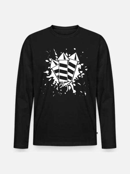 Silvester Feuerwerk - Männer Premium Bio Langarmshirt - Schwarz