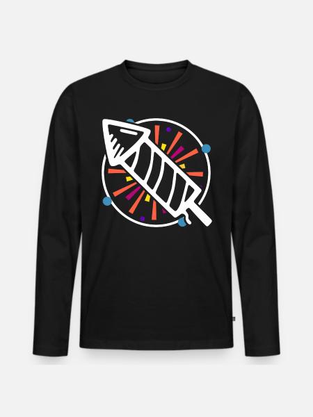 Silvester Rakete - Männer Premium Bio Langarmshirt - Schwarz
