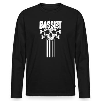 Bass Bassist Rockgitarre Totenkopf Musikinstrument - Männer Premium Bio Langarmshirt - Schwarz - Vorne - Nico (187cm)