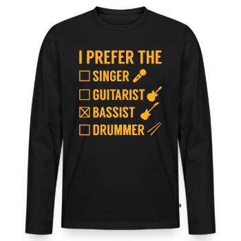 bassiste - T-shirt manches longues Premium bio Homme - noir - Devant - Nico (187cm)