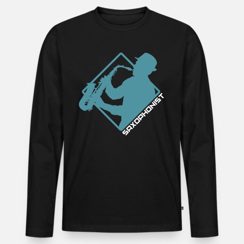 Saxophon - Männer Premium Bio Langarmshirt - Schwarz