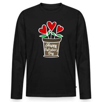 Valentinstag - Männer Premium Bio Langarmshirt - Schwarz - Vorne - Nico (187cm)