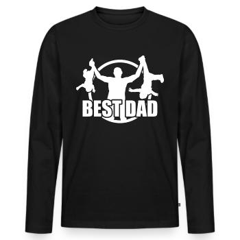 Fête des pères Best Father Superdad Daddy Man's Day Mai - T-shirt manches longues Premium bio Homme - noir - Devant - Nico (187cm)