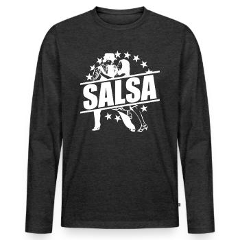 Danse salsa espagne espagnol danse couple danseur - T-shirt manches longues Premium bio Homme - anthracite chiné - Devant - Nico (187cm)