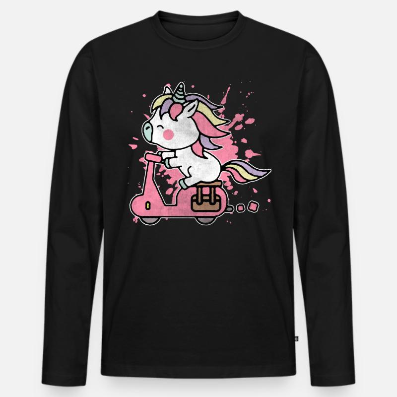 Motorrad Bikerin Einhorn Märchen Mofa Mädchen Pony - Männer Premium Bio Langarmshirt - Schwarz