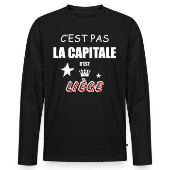 C'est Pas La Capitale C'est Liège - T-shirt manches longues Premium bio Homme - noir - Devant - Nico (187cm)