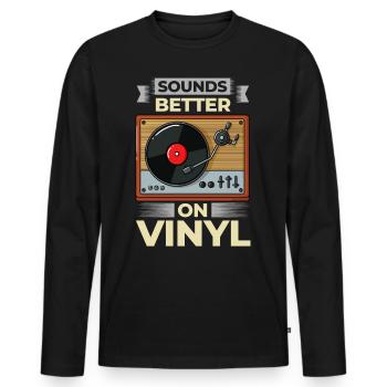 Turntable Record Player Records - Men's Premium Organic Long Sleeve Shirt - black - Front - Nico (187cm)