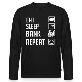 Banquier retraité Banque d’investissement Banque d’argent - T-shirt manches longues Premium bio Homme - noir - Devant - Nico (187cm)