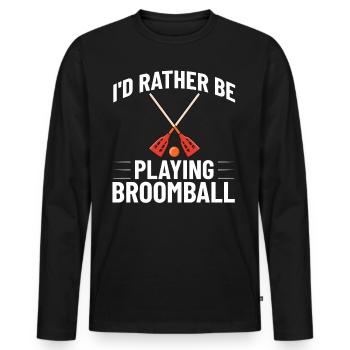 Broomball Stock Game Ball Player Player Game - Men's Premium Organic Long Sleeve Shirt - black - Front - Nico (187cm)