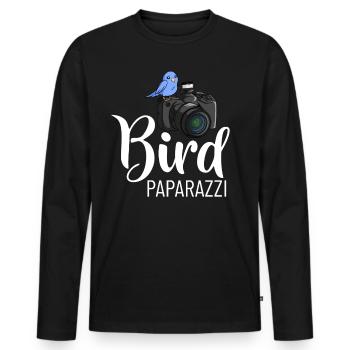 Oiseau Photographie Objectif Caméra Photographe - T-shirt manches longues Premium bio Homme - noir - Devant - Nico (187cm)