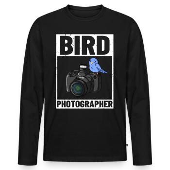 Oiseau Photographie Objectif Caméra Photographe - T-shirt manches longues Premium bio Homme - noir - Devant - Nico (187cm)