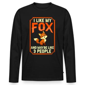 Renard roux Renard Animal Renards Drôle Mignon - T-shirt manches longues Premium bio Homme - noir - Devant - Nico (187cm)