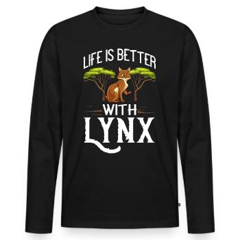 Luchse Tier Rotluchs Kanada Lynx Eurasischer Luchs - Männer Premium Bio Langarmshirt - Schwarz - Vorne - Nico (187cm)