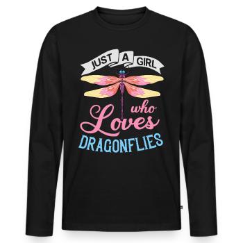 Dragonflies Flying Insect Quotes Entomologist - Men's Premium Organic Long Sleeve Shirt - black - Front - Nico (187cm)