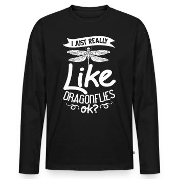 Dragonflies Flying Insect Quotes Entomologist - Men's Premium Organic Long Sleeve Shirt - black - Front - Nico (187cm)