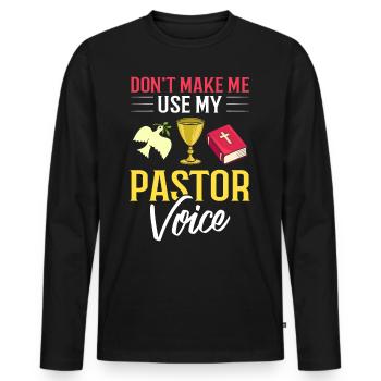 Pasteur Église Ministre Christ Spirituel Jésus - T-shirt manches longues Premium bio Homme - noir - Devant - Nico (187cm)