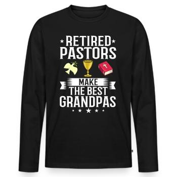 Pasteur Église Ministre Christ Spirituel Jésus - T-shirt manches longues Premium bio Homme - noir - Devant - Nico (187cm)